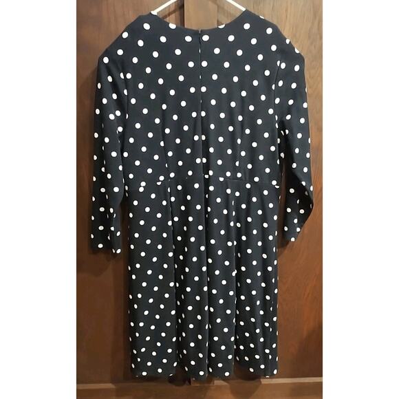 Loft Plus Black White Polka Dots Faux Wrap Womens 22 2X V Neck Dress Lined New - Picture 4 of 6
